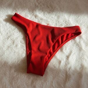 Berlook Women Bikini Bottoms Size XS  Ribbed Tie Waist Red